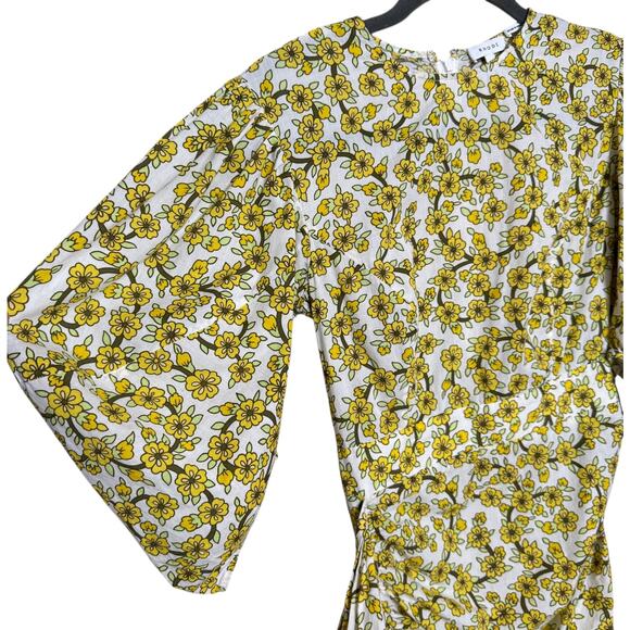RHODE Pia Dress Yellow Ditsy Floral Size XS 100% Cotton Puffed Balloon Sleeve - Picture 4 of 6